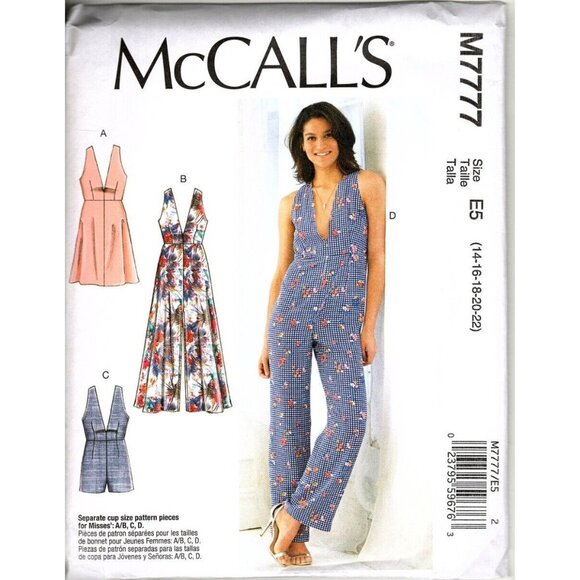 McCall's M7777 Misses 14 to 22 Jumpsuit, Romper and Dress Uncut Sewing Pattern - Picture 1 of 2